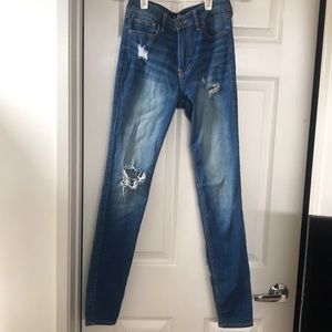 Hollister high waisted skinny jeans.